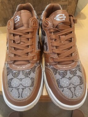 Coach Brown Signature Canvas High-Top Sneakers